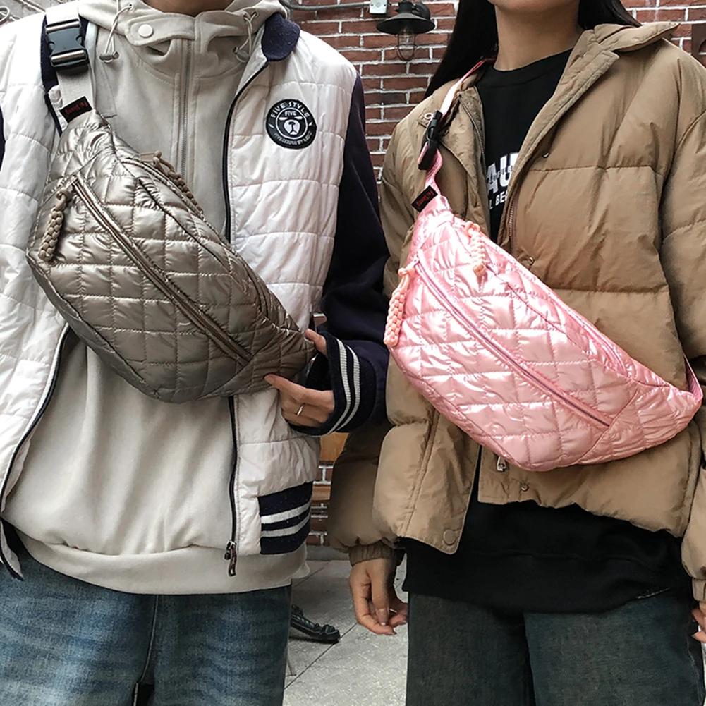 Couple Quilted Chest Bag Crossbody Bag Fashion Casual Crossbody Purse Shoulder Bag for Travel Hiking Cycling for Christmas Gift