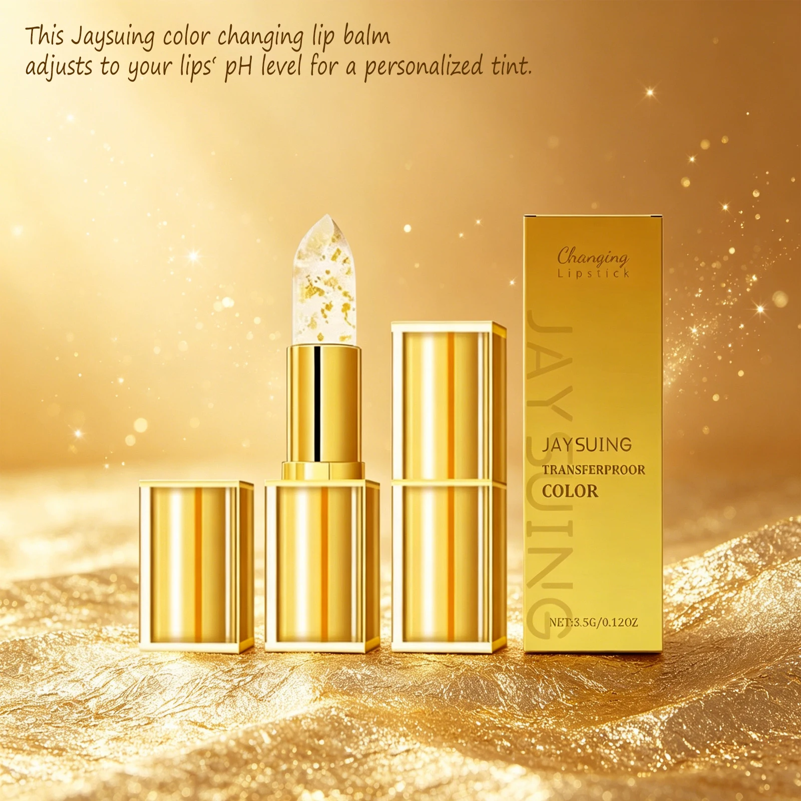 Jaysuing 3.5g Gold Color Changing Lip Balm Moisturizing Nourishing Gentle Hydrating Lip Care For Soft Lips Daily