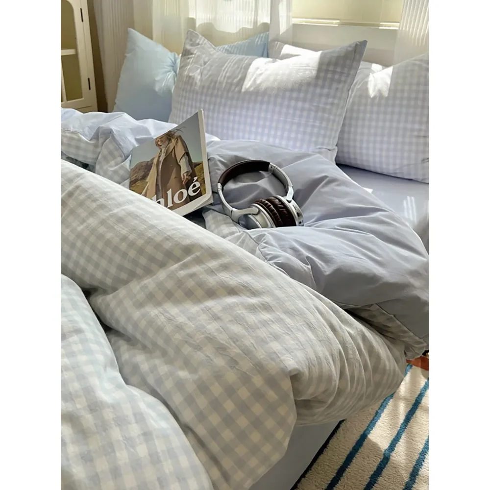 

100 Polyester Nordic Plaid Duvet Cover Set, 2 Pillow Shams 1 Duvet Cover No Bed Sheet