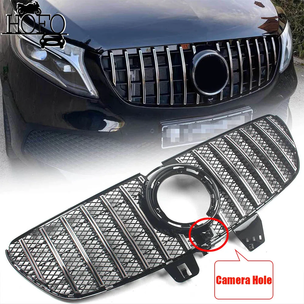 Front Bumper Grille For Mercedes-Benz V Class W447 V220 V250 V260 V300 2021 2022 2023 GT Style Grill Tuning Accessories