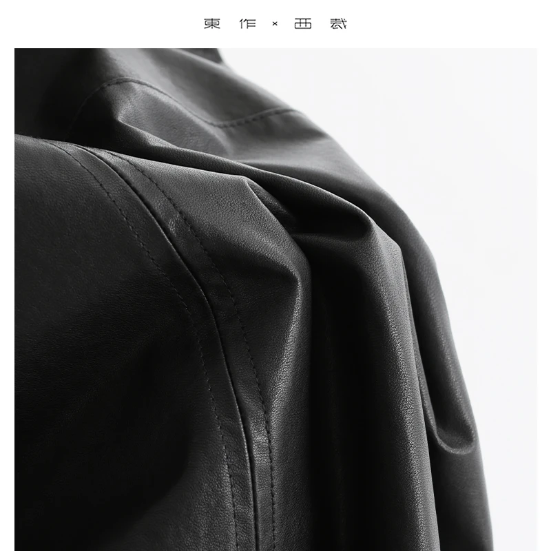 جلد الماعز الناعم والشمع ~ زر القرن ملابس خارجية من الجلد الطبيعي طية صدر السترة بأكمام طويلة نوع الرأس ملابس خارجية نسائية قصيرة لخريف وشتاء 2025 نمط جديد