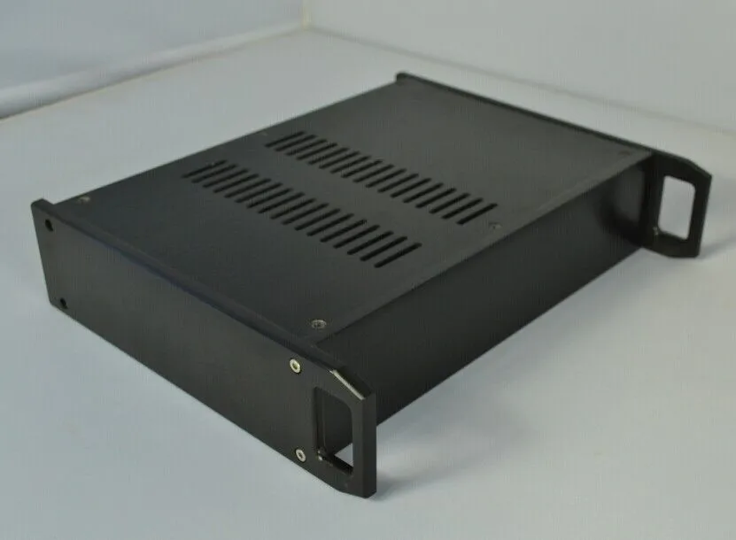 Black all aluminum power amplifier chassis preamp DAC install housing with handle W316*H70*D250mm