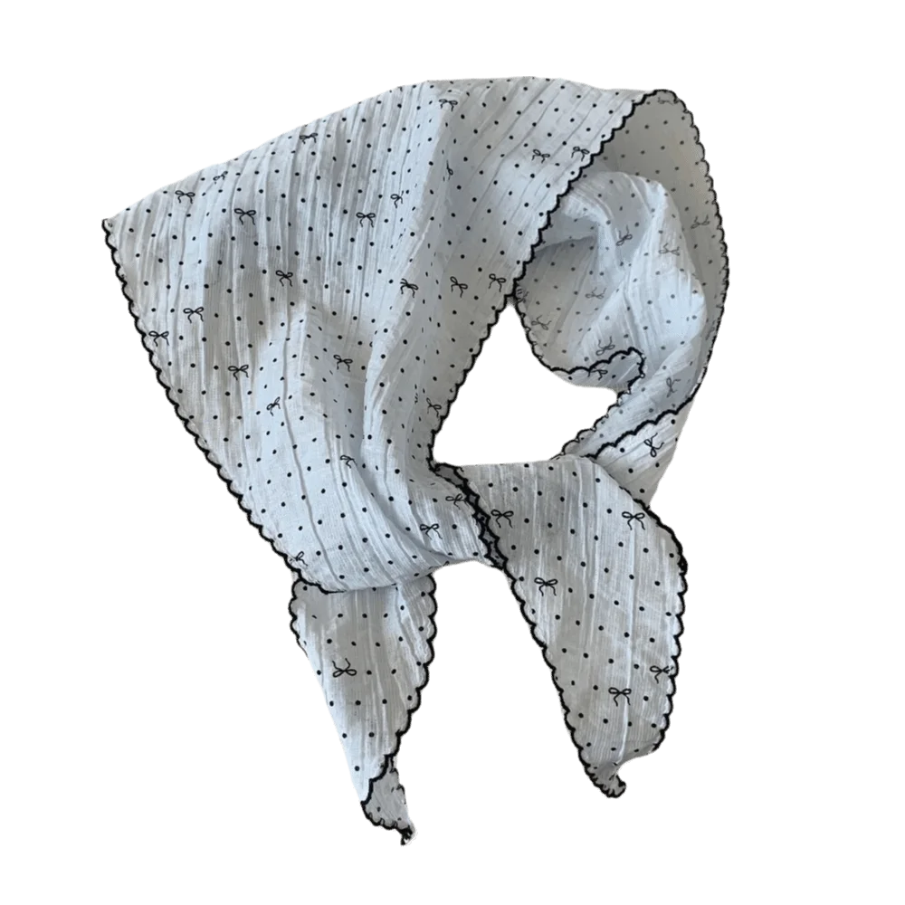 

Head Shawl French Polka Dot Triangle Headscarf Bow Sun Protection Korean Neckerchief Polyester Pastoral Kawaii Scarf Vacation