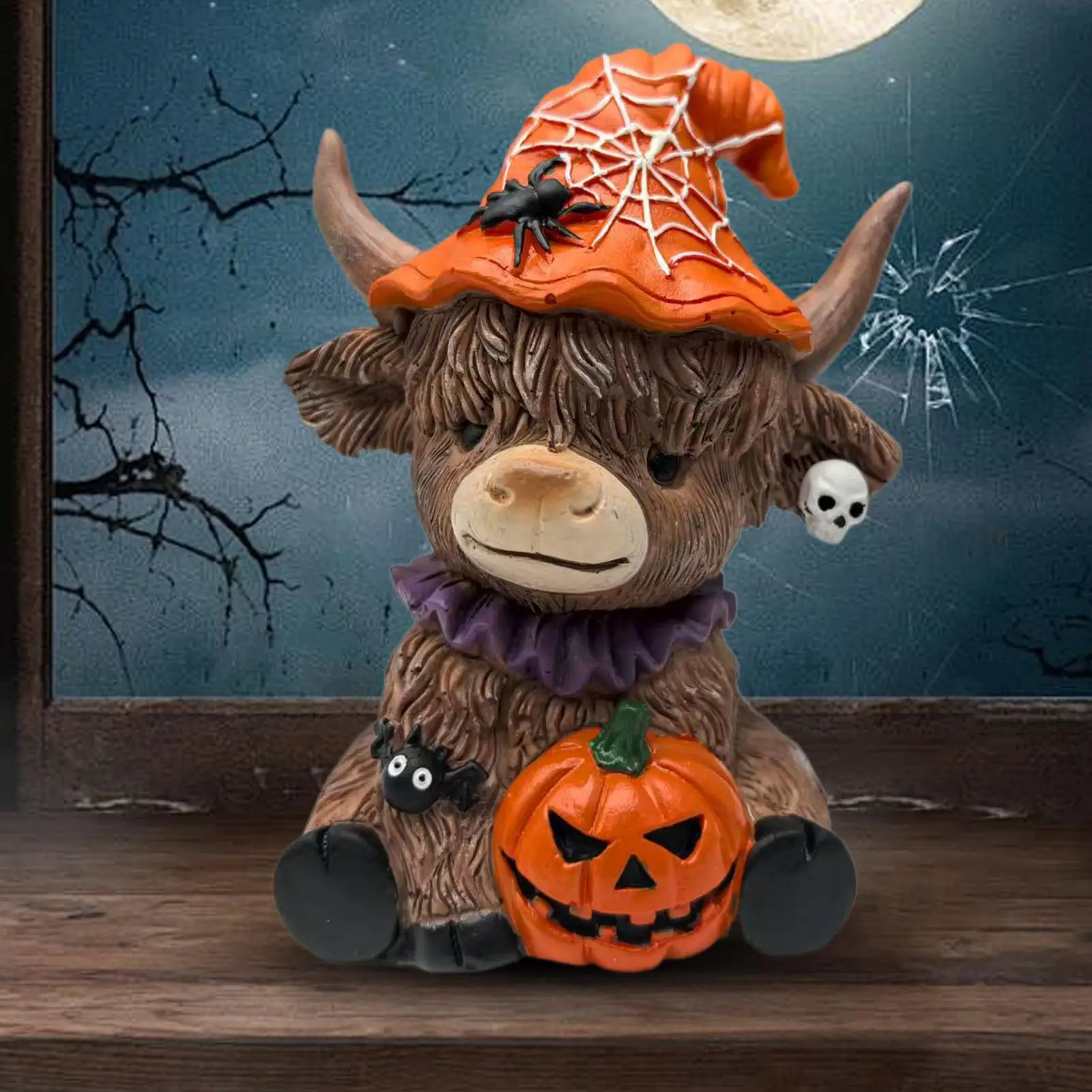 Halloween Highlands Cow Resin Statue Decorative Home Garden Arrangement Item Family Decoration Gift