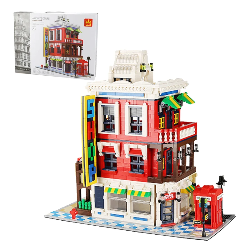 2332pcs MOC Idea City Street View Corner Store Construction Building Blocks Bricks Model Assembling Toys for Children Gift Set