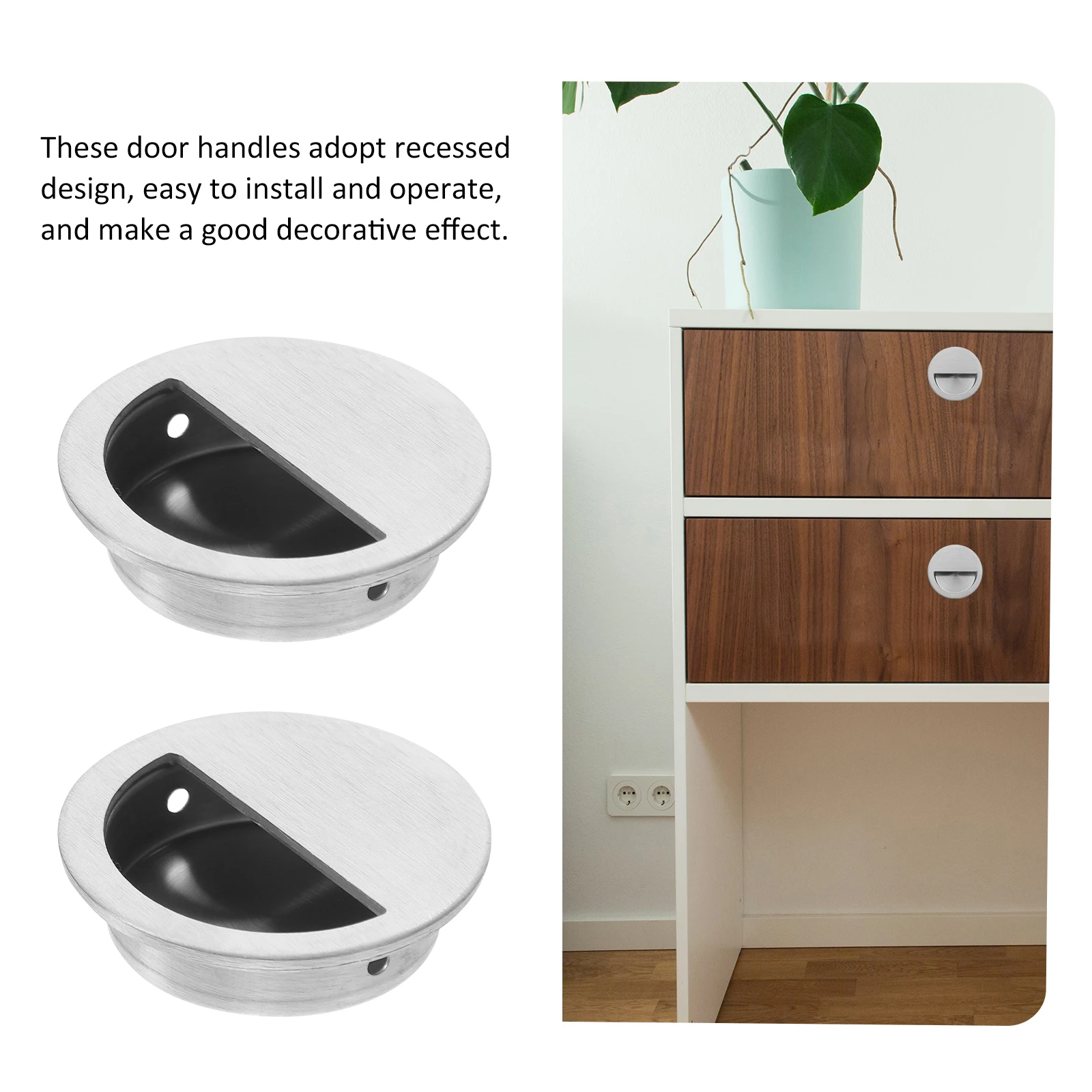 

4 Pcs Steel Half Round Cabinet H Drawer Knobs les 50mm Drawer Knobs Recessed Pocket Bathroom Furniture Hardware