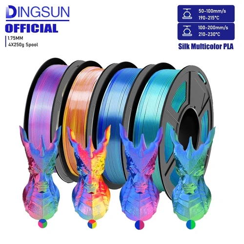 Paquete de filamentos para impresora 3D, PLA 1,75 mm, impresión tricolor y de filamento doble, 250 g x 4/250 g/500 g/1000 g