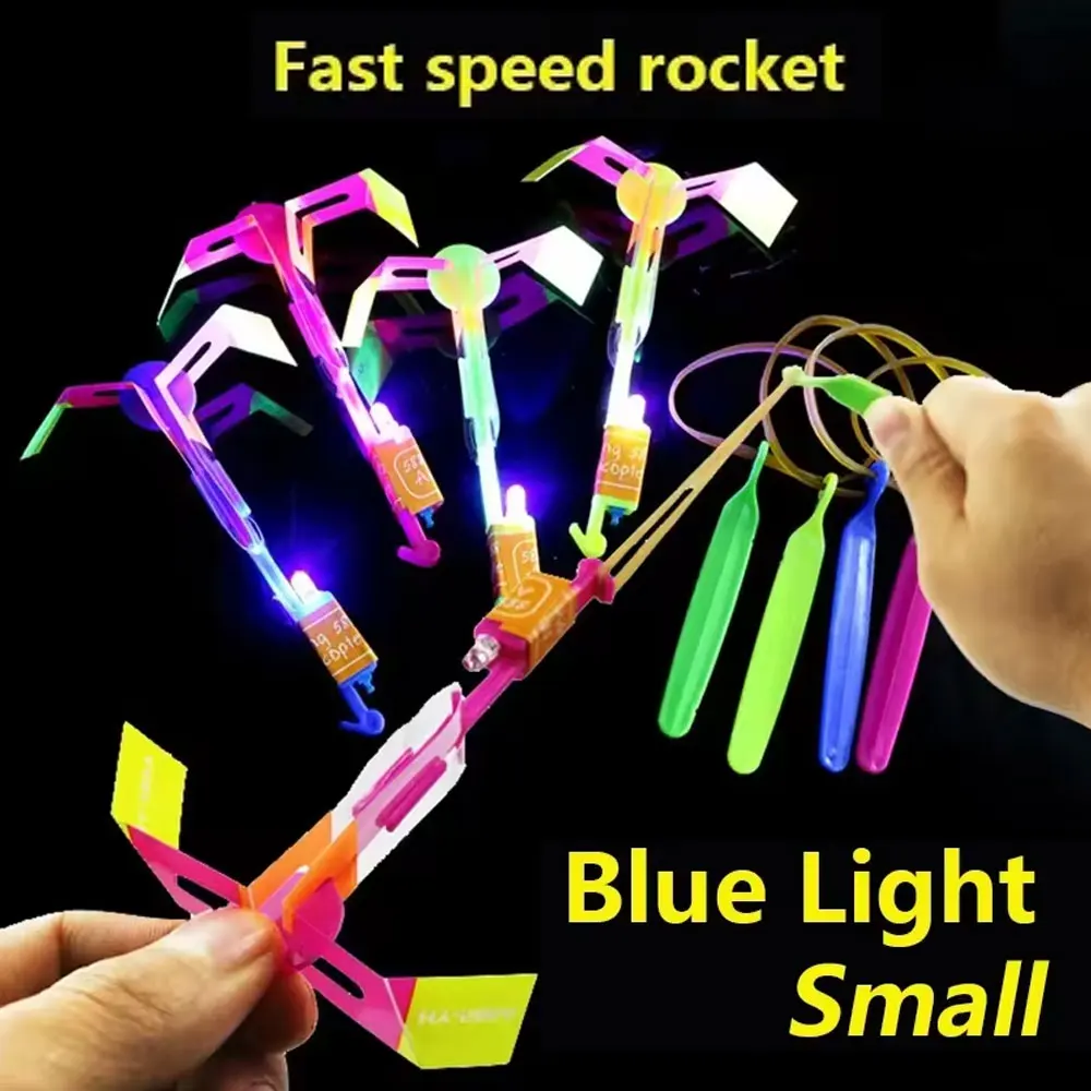 

1-50 шт. удивительные световые игрушки стрелка ракета вертолет летающая игрушка светодиодные светящиеся игрушки вечерние забавные подарки резиновая лента катапульта новинка игрушка