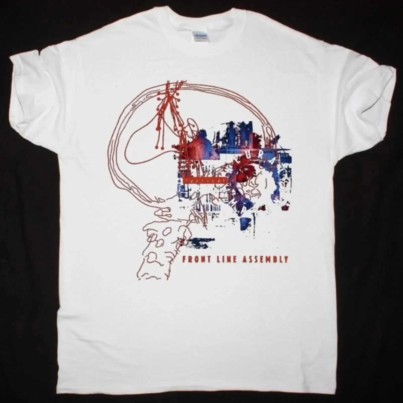 Front Line Assembly Tactical Neural Implant White T Shirt vintage Washed Breathable Slightly Stretched graphic Comfortable