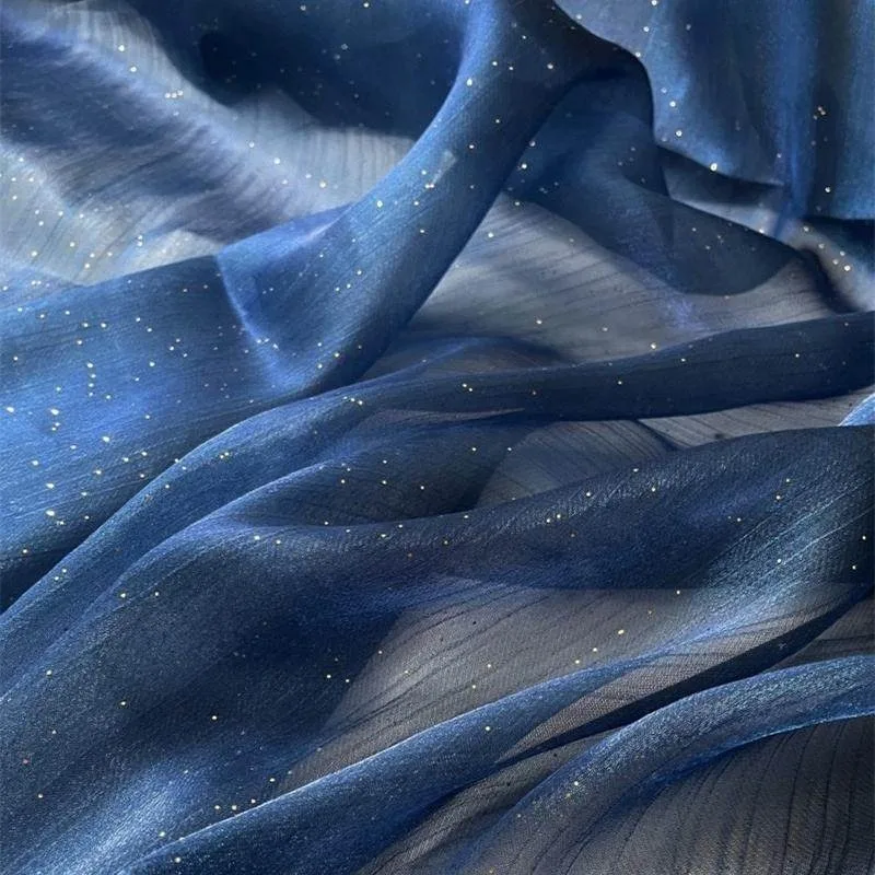 Soft Glitter Starry Sky Organza Fabric By The Meter for DIY Decoration Clothing Skirts Dresses Sewing Shiny Cloth Sequined view 2