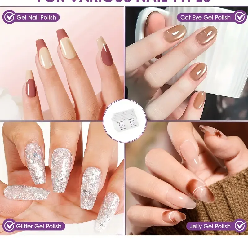 100 قطعة منصات مزيل طلاء الأظافر خليتون مزيل طلاء الأظافر مسح المهنية بشكل فردي ملفوفة مناديل مبللة بسرعة إزالة هلام #5