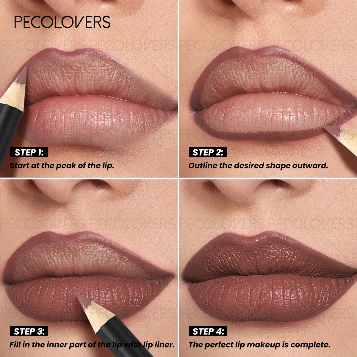 1 lápiz labial mate, delineador de labios/lápiz labial impermeable de larga duración, rico en colores, Halloween/Navidad