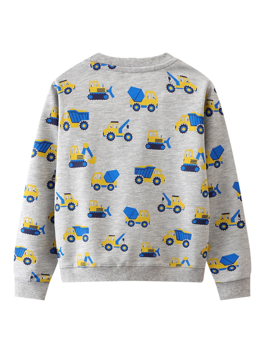 Jumping Meters 2-7T New Design Boys Girls Sweatshirts Cartoon Cars Print Hooded Shirts Kids Clothes Long Sleeve Autumn Tops