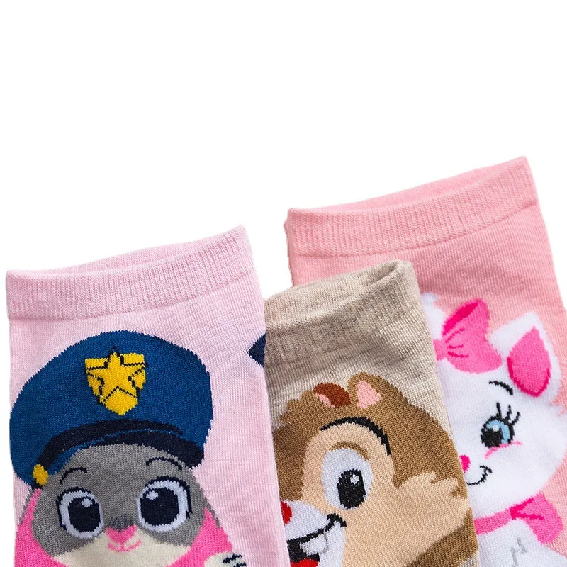 5 Pairs New Anime Disney Mickey Minnie Mouse Cotton Socks Kawaii Stitch Daisy Girl Donald Women Summer Boat Socks Gifts