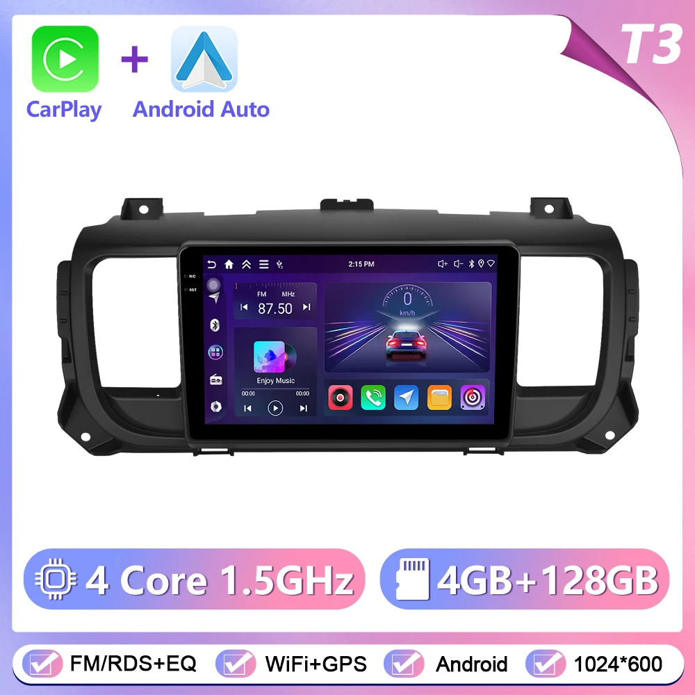 Podofo 9 inch autoradio voor Citroen Jumpy 3/Peugeot Expert/Toyota Proace 2016 draadloze CarPlay Android Auto WiFi GPS stereo