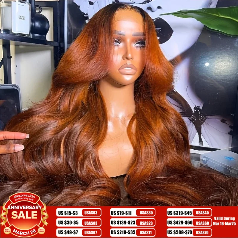 Pelucas delanteras de encaje naranja jengibre cabello humano 13x4 pelucas frontales de onda del cuerpo cabello humano para mujeres 200% de densidad
