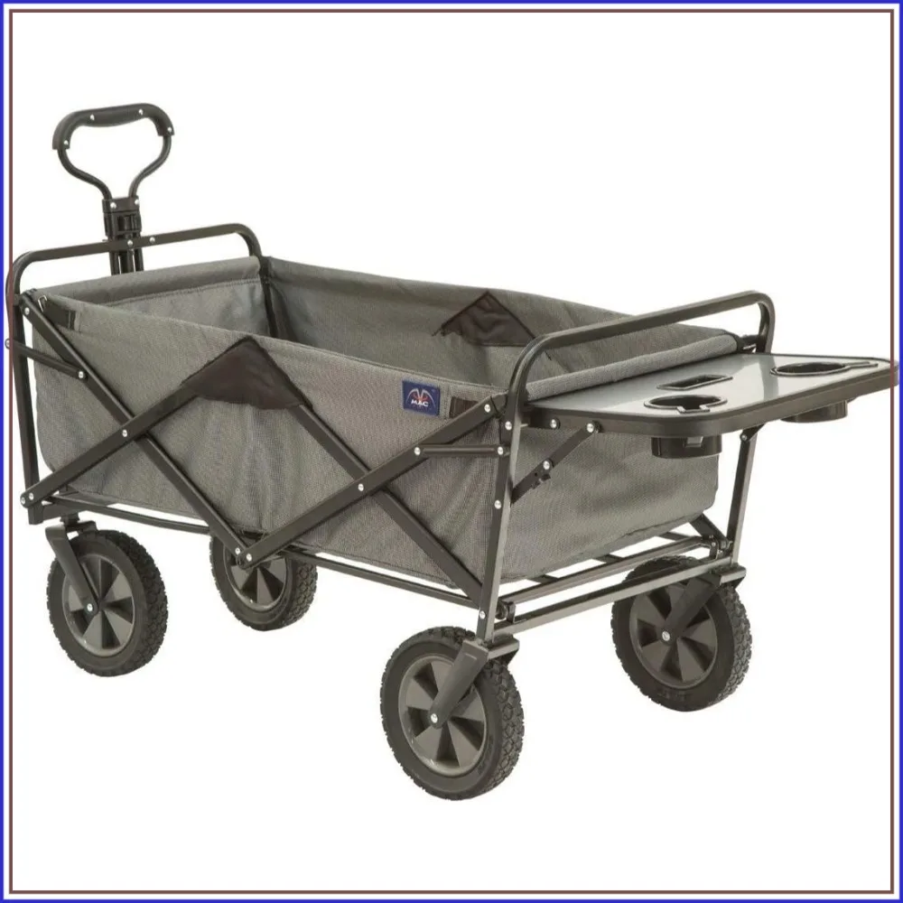 

Collapsible Outdoor Utility Wagon with Folding Table and Drink Holders