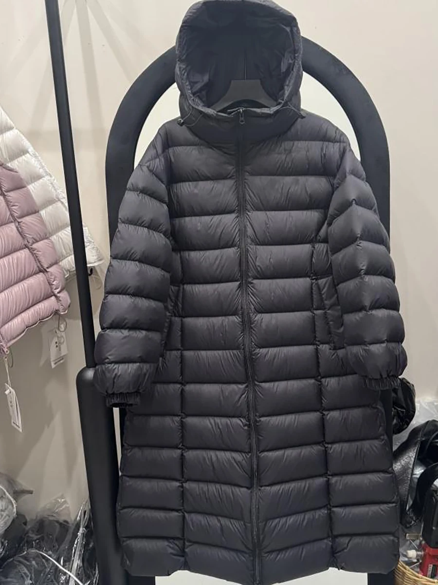 

Winter New Long Hooded Women's down Jacket 90% White Duck down Anti-Cold Korean Style Commute Fashion Loose Fit Thickened