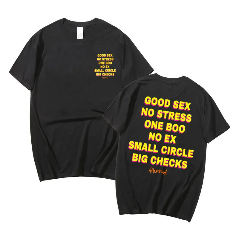 Good Sex No Stress One Boo No Ex Small Circle Big Checks Graphic Print Tshirt Men Women Casual Pure Cotton Tees Funny Streetwear