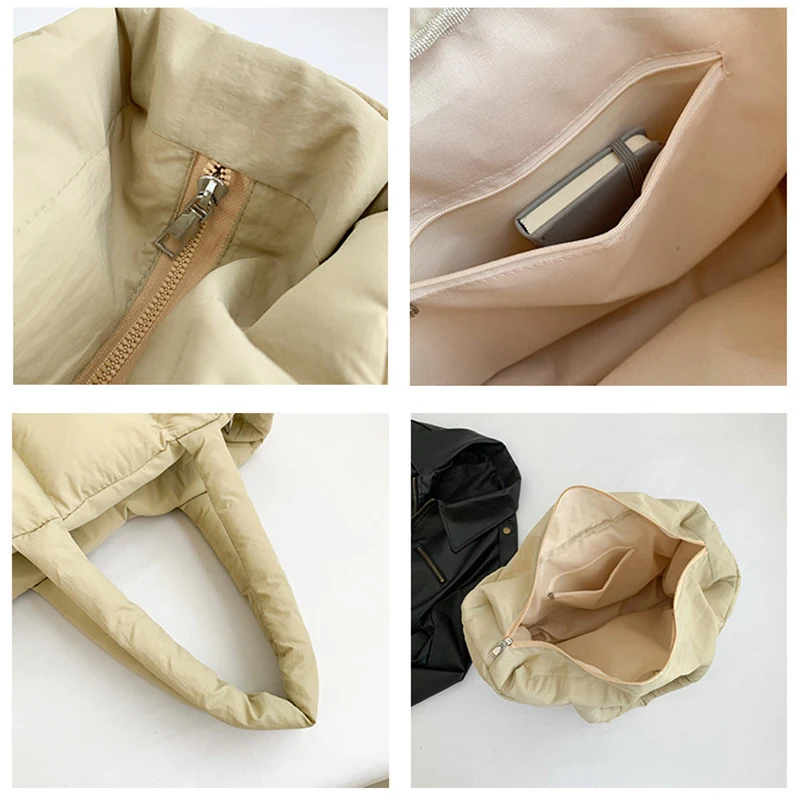 2025 المرأة الجديدة حقيبة كتف أسفل سترة قطن حقيبة مبطن رقيق حقيبة كتف سعة كبيرة حقيبة يد حقيبة يد للتسوق