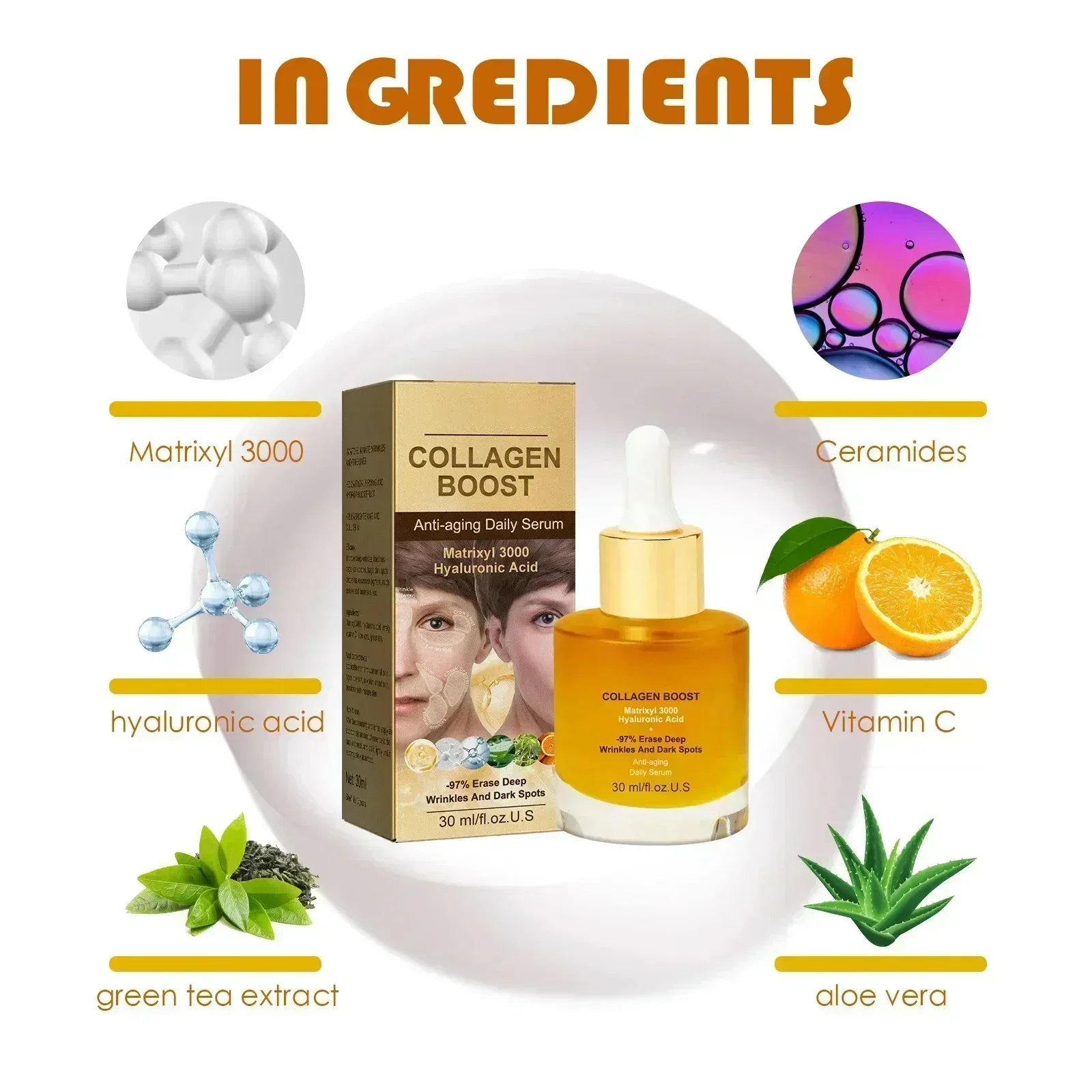 Collagen Face Serum Anti-wrinkl Facial Serum To Remove Wrinkl Fine Lines Around The Eyes Crow's Feet Neck Wrinkl Serum Facial