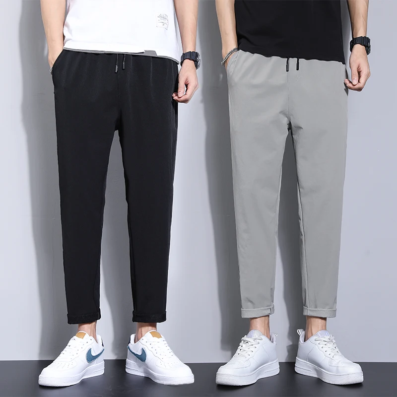

2023 Summer New Men's Ice Silk Ultra-thin Style Breathable Sports Trend Slim Casual Pants