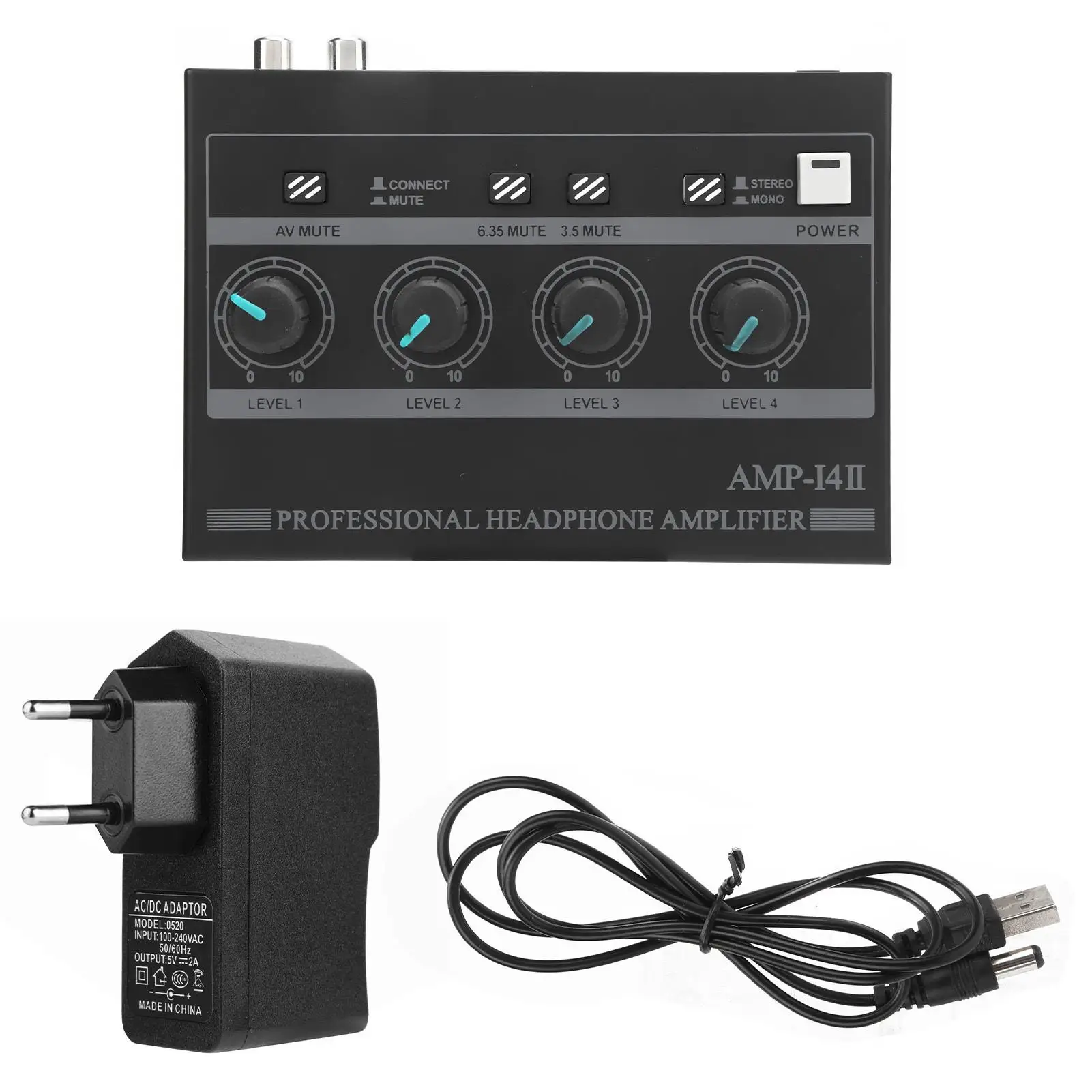 4-Channel Headphone Amplifier AMP-i4 Mono/Stereo Monitor, Chargeable (100-240V) - High Fidelity Sound