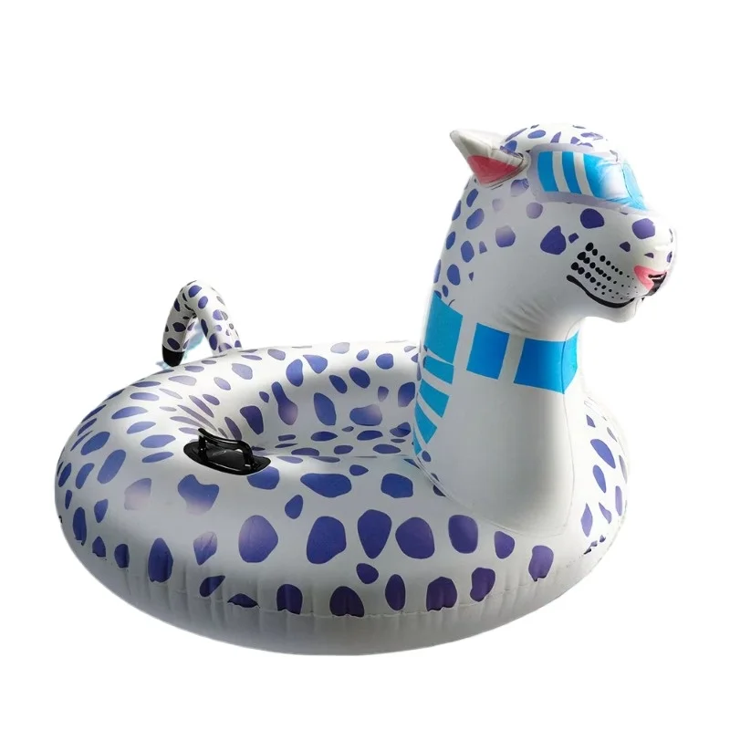 

Leopard print snow tube PVC inflatable snow sled outdoor winter fun foldable safety