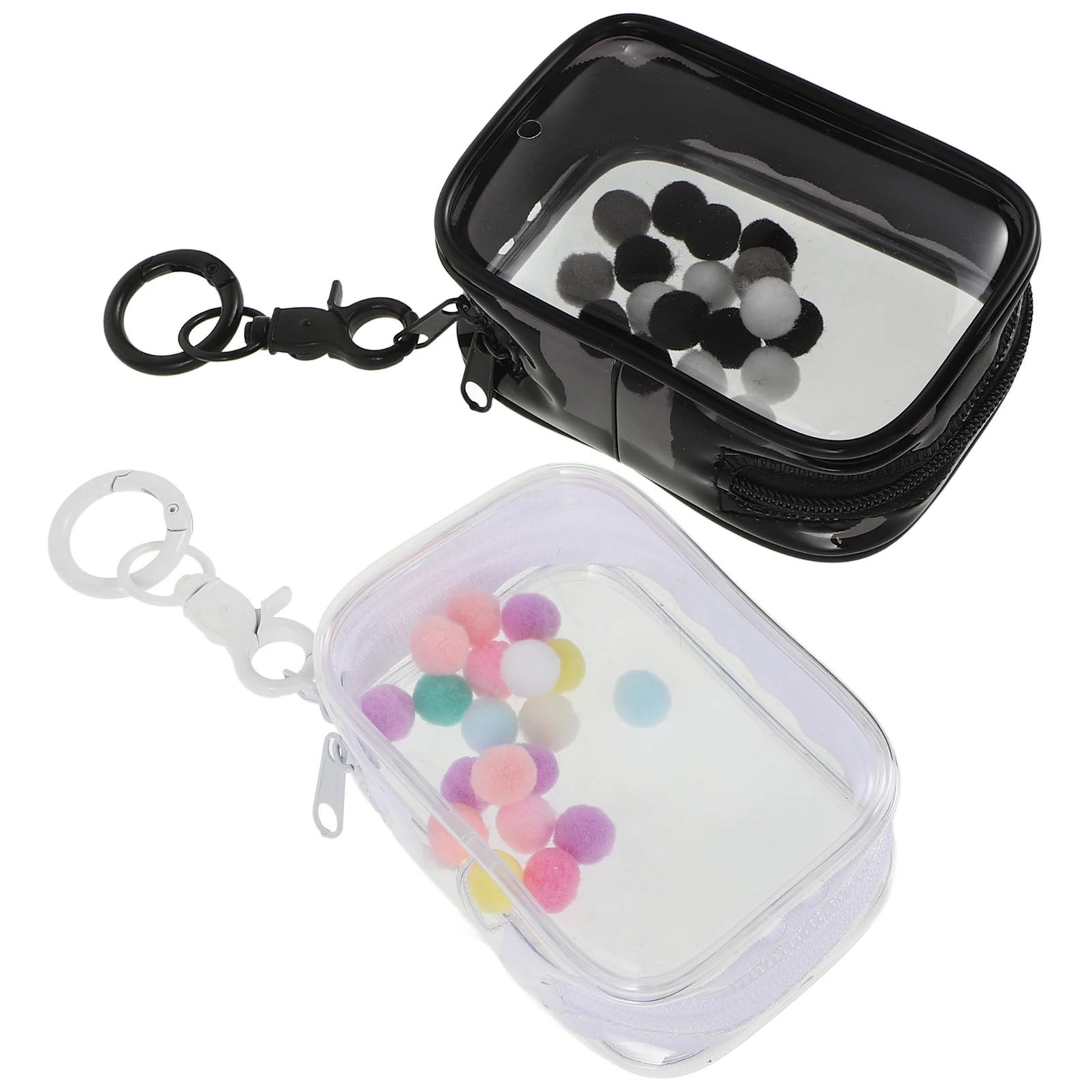 2 Pcs Mini Clear Bag for Small Items Cute Figure Pvc Figures Display Lightweight Storage Pouch Walk Baby Keychain