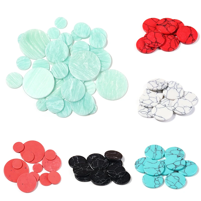 5-10pcs Natural Stone Cabochon Spacers Round Flat Crack For DIY Jewelry Making Earring/Pendant Accessories