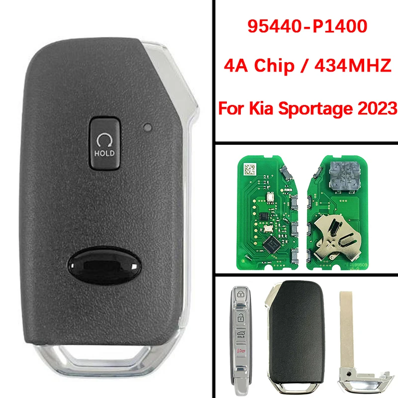 

CN051205 послепродажного обслуживания, 4-кнопочный брелок без ключа, 4A чип, умное управление, 433 МГц, FCC 95440-P1400 для Kia Sportage 2023