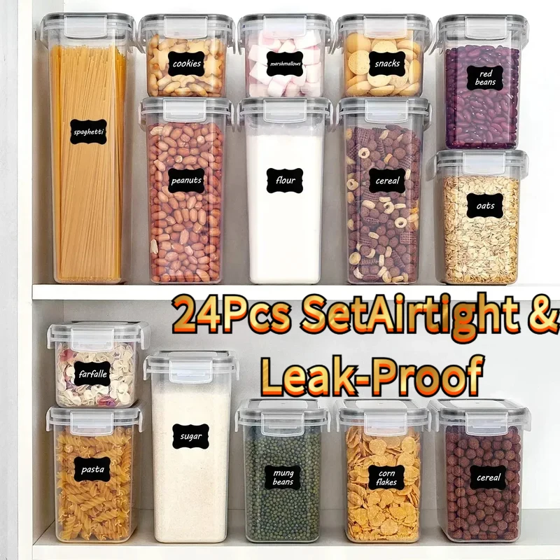 

Набор из 24 герметичных контейнеров для хранения продуктов с крышками, непротекаемые, для холодильника и сухих продуктов