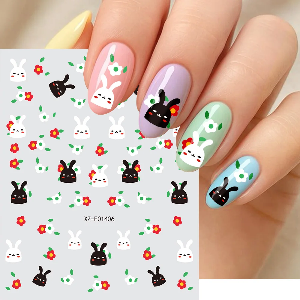 3D 귀여운 고양이 네일 스티커 카와이 예쁜 파란색 고양이/오렌지 고양이/고양이 발톱/작은 물고기 자체 접착 네일 데칼 고양이 슬라이더 diy 매니큐어