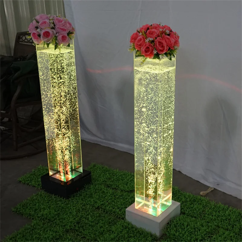 wedding party decoration led acrylic dancing fountain water bubble tube lamp flower pillar light decoration