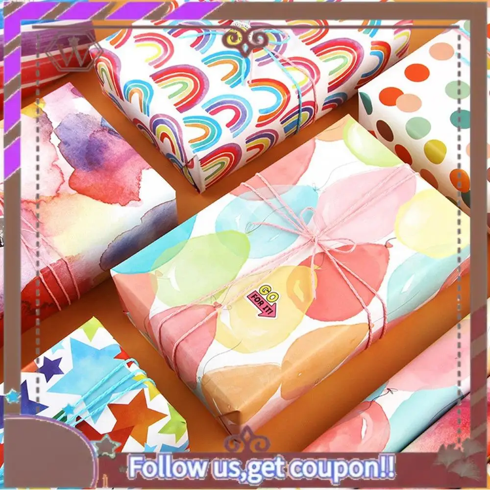 ABBG-12 hojas de papel de regalo, papel de regalo de cumpleaños arcoíris, envolturas de regalo para cumpleaños, San Valentín, Pascua