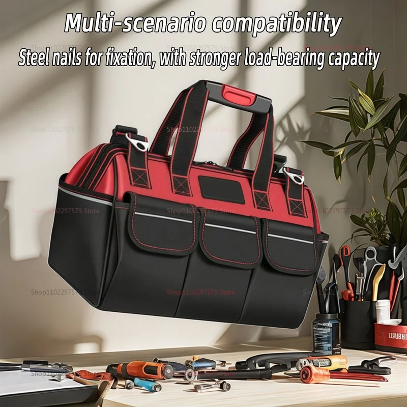 حقيبة تخزين أدوات مقاومة للماء من قماش أكسفورد، منظم متين لميكانيكا النجارين الكهربائيين الثقيلة مع جيوب متعددة