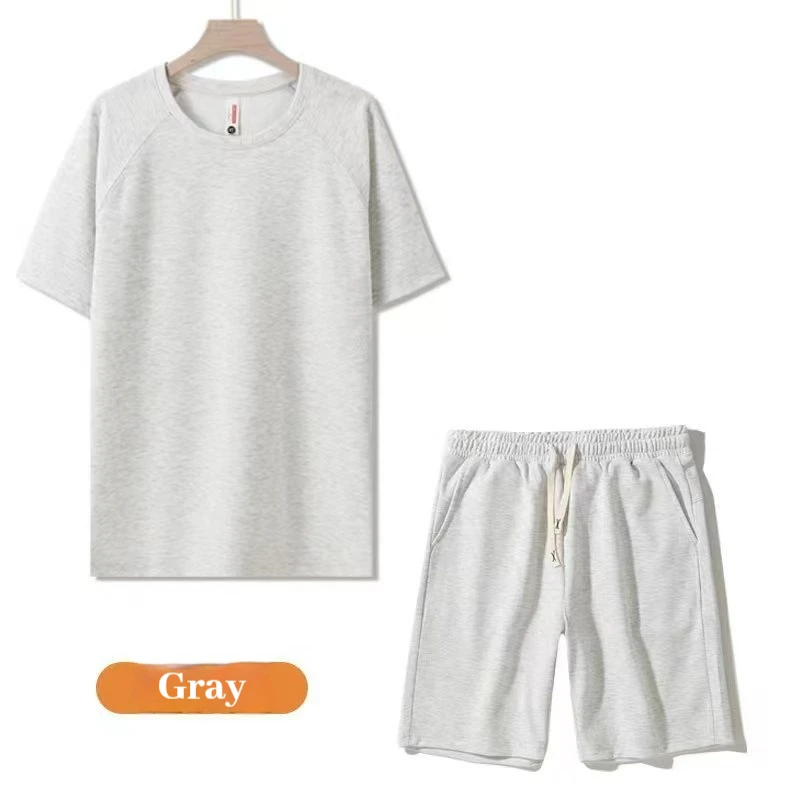 

Breathable Ice Silk Shoulder Slimming Training Suit Short Sleeved T-shirt Quick Drying Shorts Two-piece Set Summer New Style