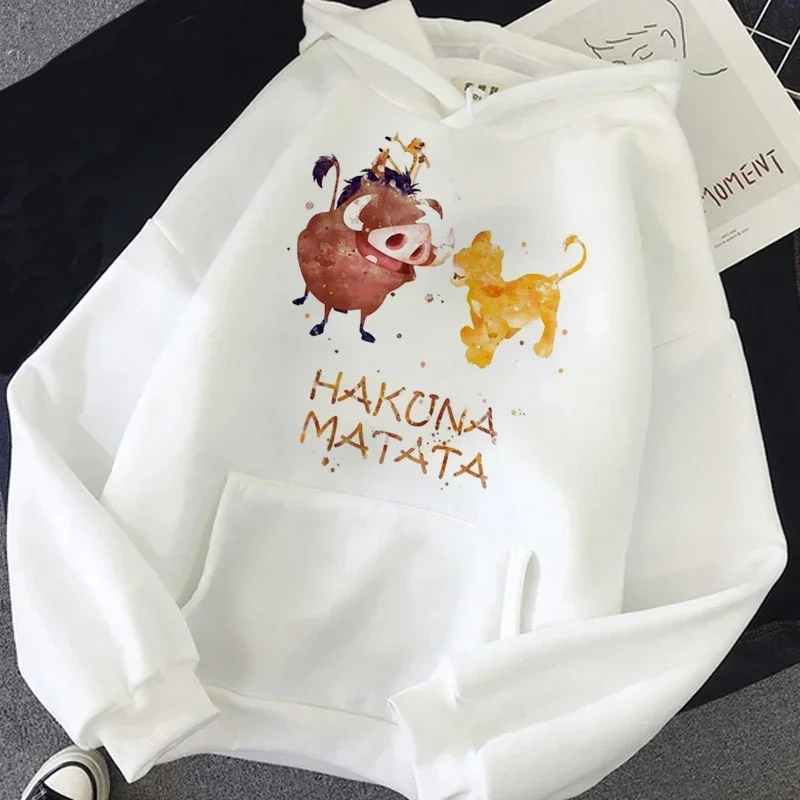 Disney Hakuna Matata Funny Simba Anime Hoodie Women The Lion King Kawaii Sweatshirt Graphics Harajuku Women Hoodie