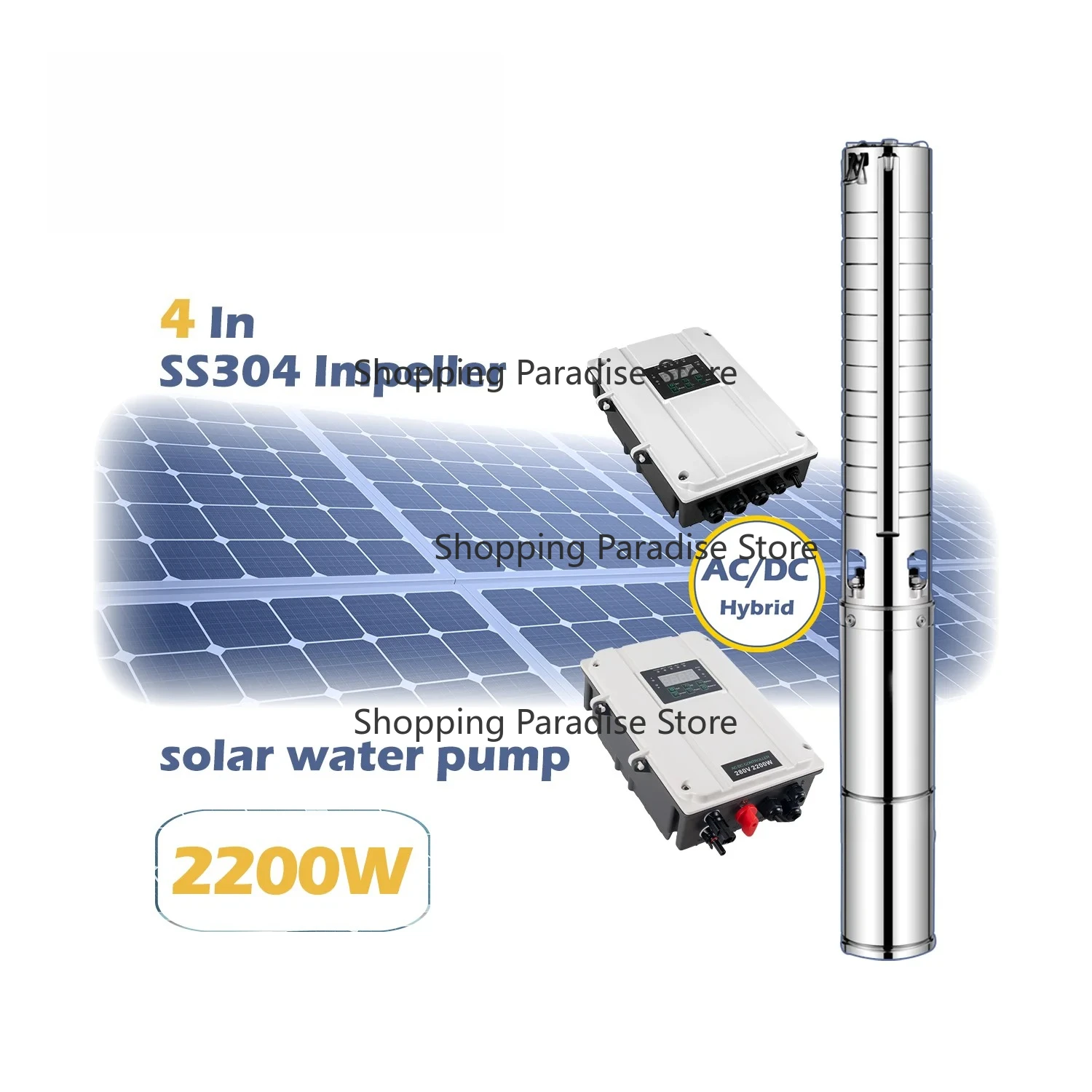 

2.2 kW AC DC Hybrid Deep Well Water Pump Solar with Solar Panel