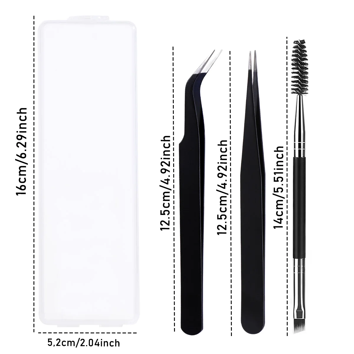 4-teilige Augenbrauenpinzette mit Aufbewahrungsbox, Beauty-Pfropfen von Wimpern und Kämmen, täglicher Gebrauch