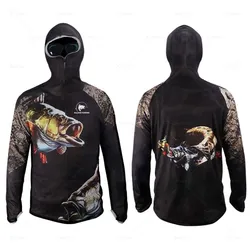 Men's Fishing Shirt Jacket Sun Protection Face Neck Anti-uv Breathable Fishing Hooded Clothes Ice Silk Quick Dry Sports Clothing