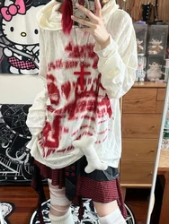 HOUZHOU Y2k Gothic Vintage Women Hoodies Harajuku Print Japanese Fashion Hooded Pullovers Loose Long Sleeve Grunge Streetwear