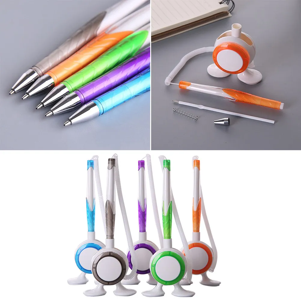 12Pcs Lovely Gel Pen Fixed to Desk Creative Design Black Ink Signature Pen for Students Teachers Office Wedding Party Gift