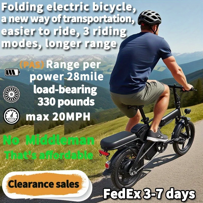 

Электрический велосипед с аккумулятором 48В, бесщеточным двигателем, скоростью 15-20 миль/ч, складной электровелосипед для взрослых, легкий городской электровелосипед с рем.