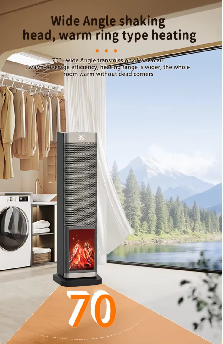 توفير الطاقة ثلاثية الأبعاد تأثير اللهب المحمولة PTC سخان السيراميك التحكم عن بعد درجة حرارة قابلة للتعديل للمنزل #4