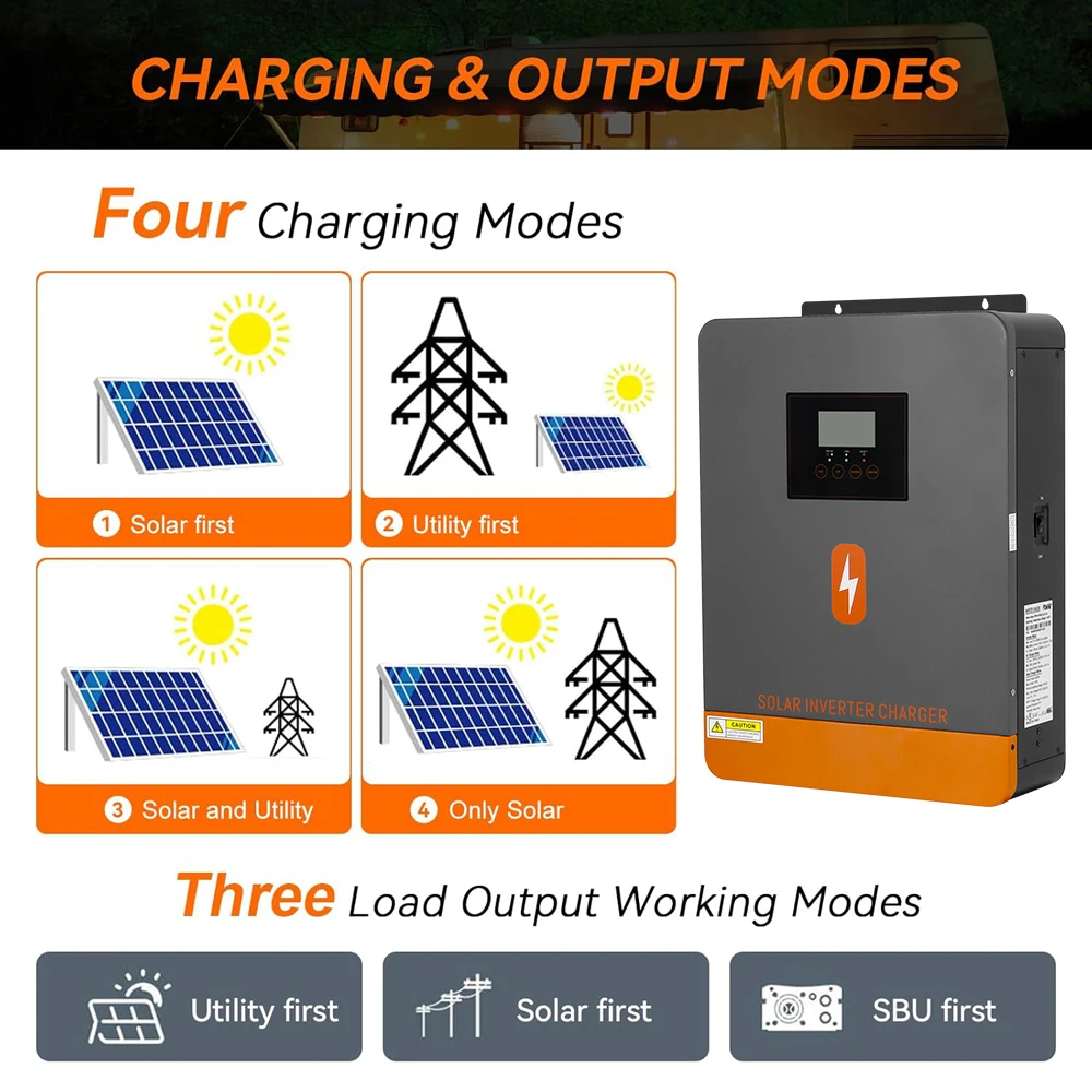 PowMr جديد 4.2KW محولات الطاقة الشمسية الهجينة 24 فولت بطارية إلى نطاق 230 فولت PV 55 ~ 450 فولت مدمج 100A MPPT جهاز التحكم بالشحن بالطاقة الشمسية مع WIFI #4