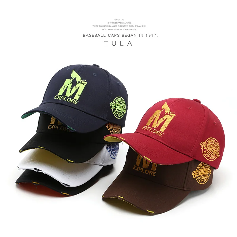 

Korean Fashion Spring And Autumn Letter Embroidered m Duck Tongue Hat Street Fashion Men's Ins Baseball Cap Women's Sunscreen