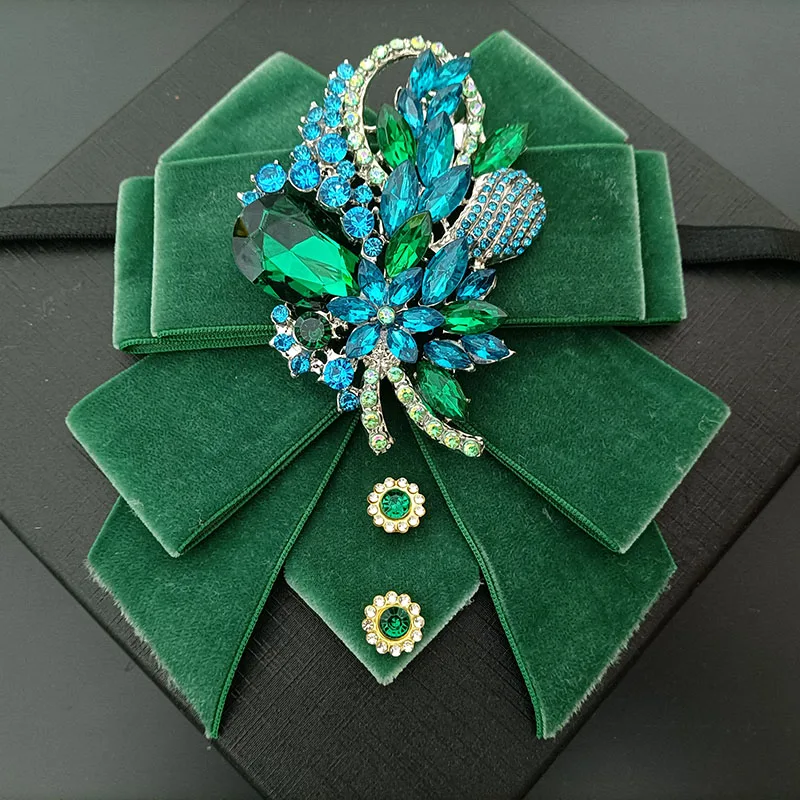 Herren Fliege Samt Strasssteine Handgefertigter Schmuck Geschenke High-End Business Bankett Anzug Hemdkragen Blume Männer Hochzeit Fliege – Detail 17