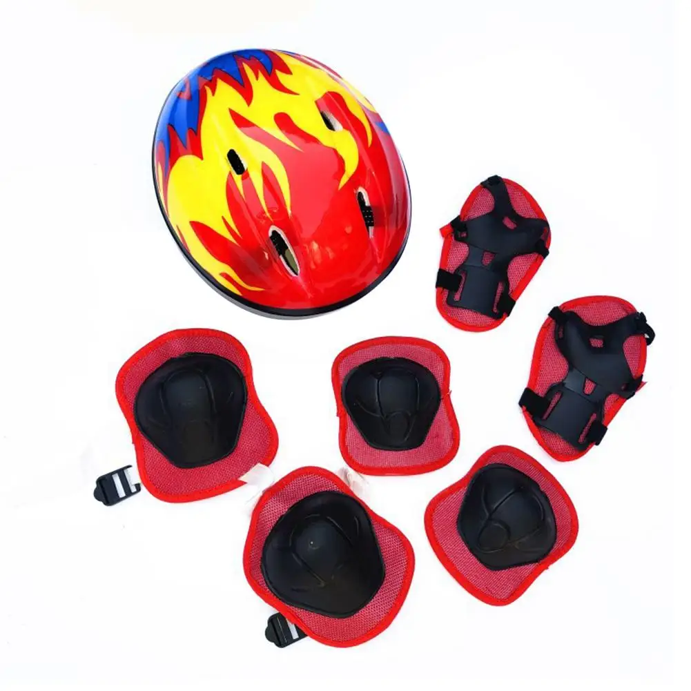 7Pcs/Set Bike Helmet  Practical Knee Elbow Pads Bike Helmet  Lightweight Bicycle Helmet