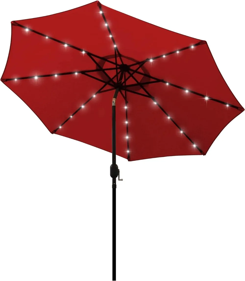 

Blissun 9 ft Solar Umbrella, 32 LED Lighted Patio Umbrella, Table Market Umbrella, Outdoor Umbrella for Garden, Deck, Backyard